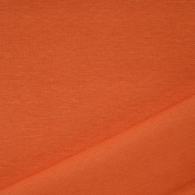Tissu bord-côte jersey tubulaire lisse, orange