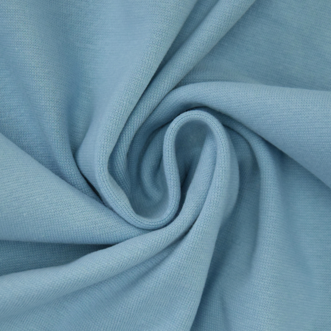 Tissu bord-côte jersey tubulaire lisse, bleu pastel