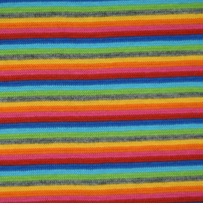 Tissu bord-côte bio jersey tubulaire à rayures, multicolore
