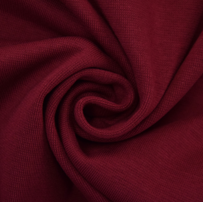 Tissu bord-côte jersey tubulaire lisse, bordeaux