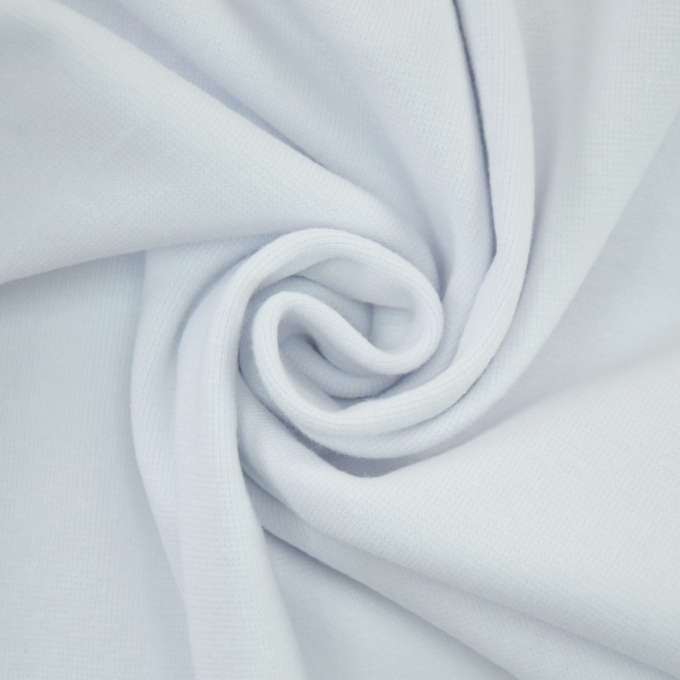 Tissu bord-côte jersey tubulaire lisse, blanc