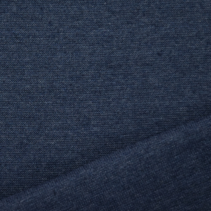 Tissu bord-côte jersey tubulaire recyclé, bleu denim chiné