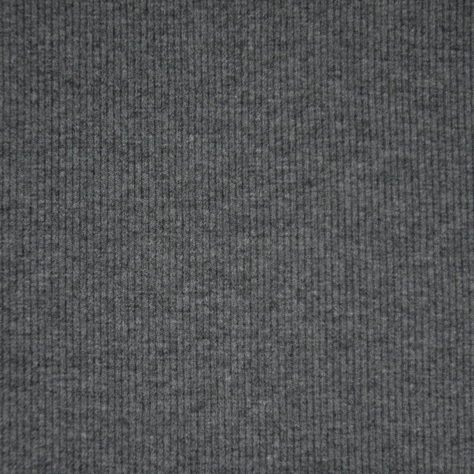 Tissu bord-côte jersey tubulaire côtelé, gris foncé chiné