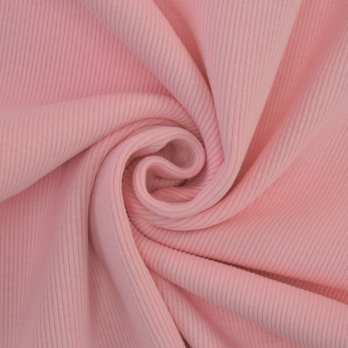 Tissu bord-côte jersey tubulaire côtelé, rose clair