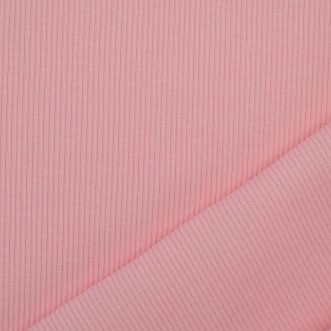 Tissu bord-côte jersey tubulaire côtelé, rose clair