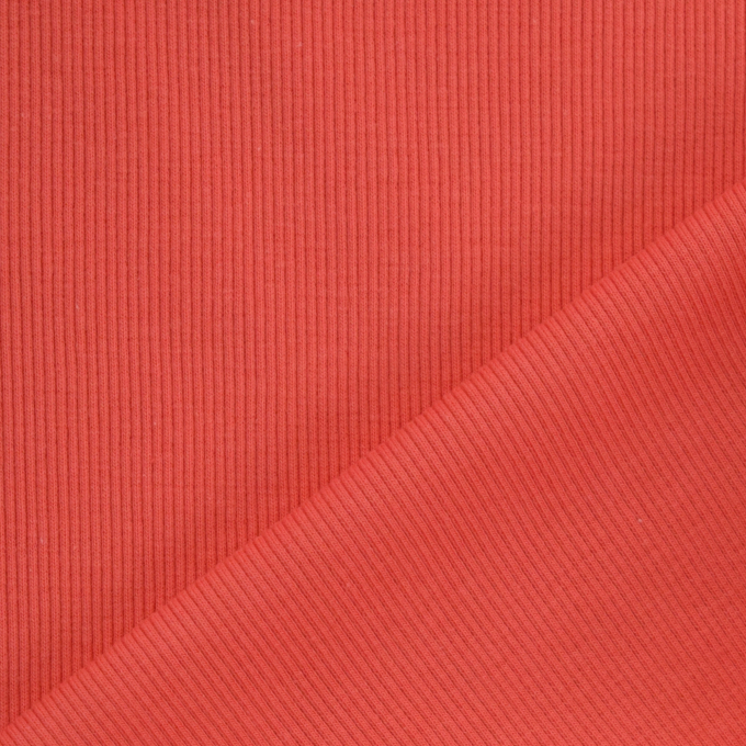 Tissu bord-côte jersey tubulaire côtelé, corail