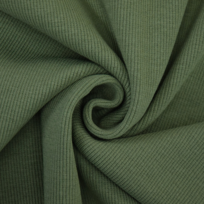 Tissu bord-côte jersey tubulaire côtelé, vert moyen