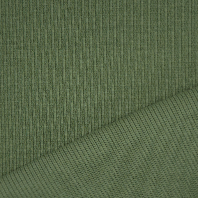 Tissu bord-côte jersey tubulaire côtelé, vert moyen