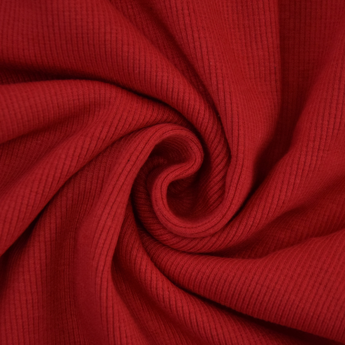 Tissu bord-côte jersey tubulaire côtelé, rouge