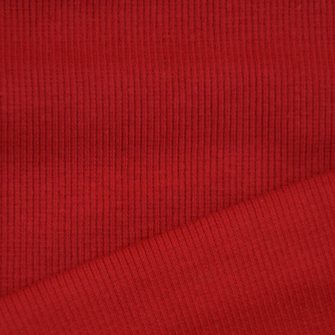Tissu bord-côte jersey tubulaire côtelé, rouge
