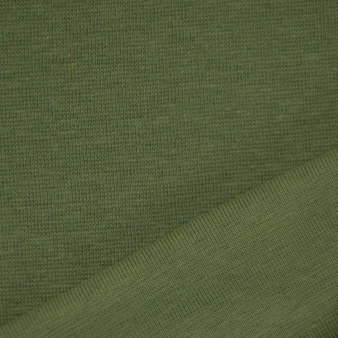 Tissu bord-côte jersey tubulaire lisse, vert moyen