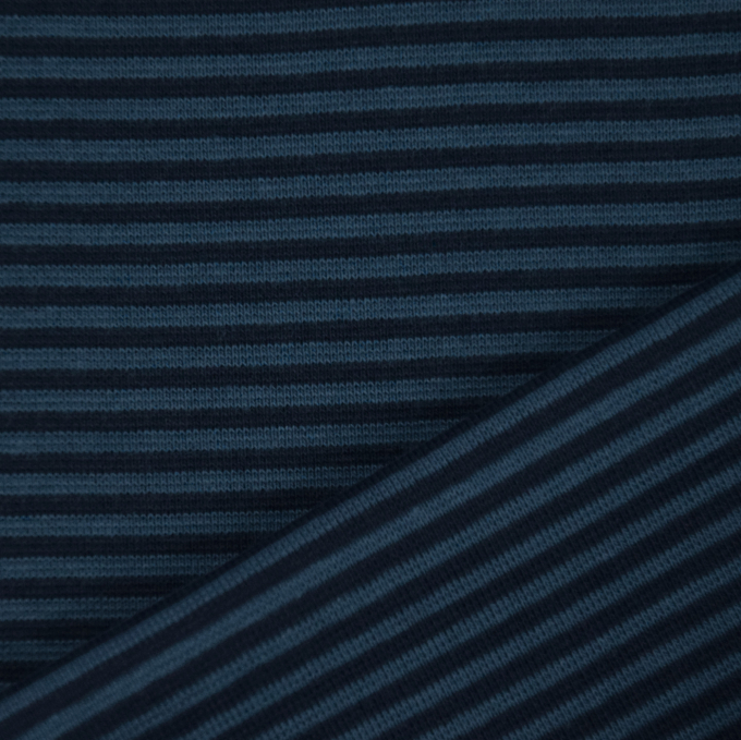Boordstof little stripe love, blauw - donkerblauw