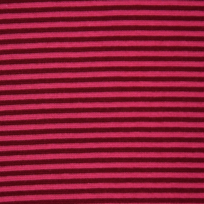 Boordstof little stripe love, fuchsia - wijnrood