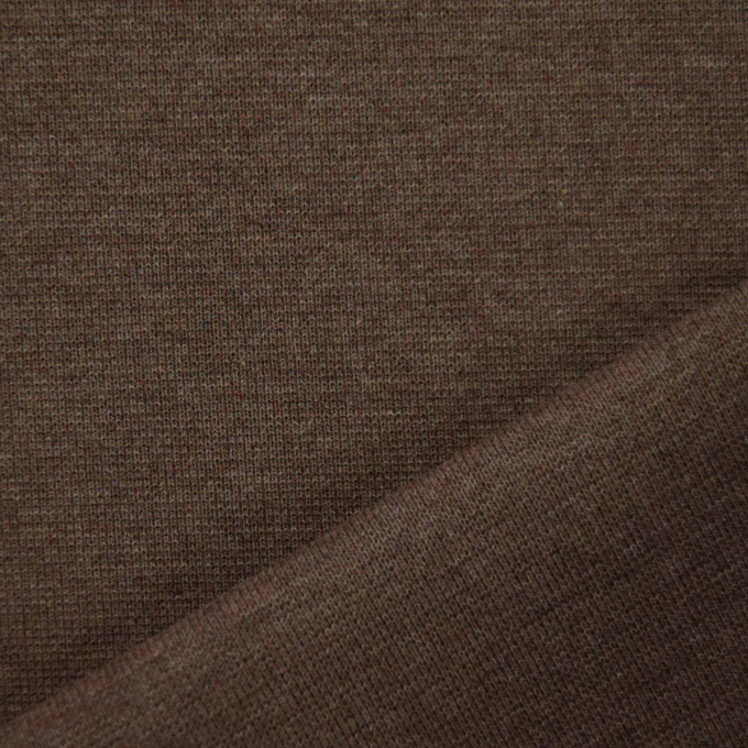 Tissu bord-côte jersey tubulaire lisse, marron chiné