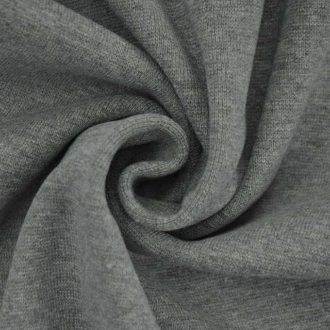 Tissu bord-côte jersey tubulaire lisse, gris chiné