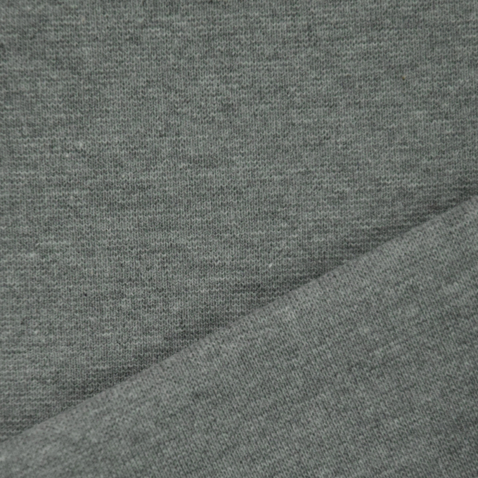Tissu bord-côte jersey tubulaire lisse, gris chiné