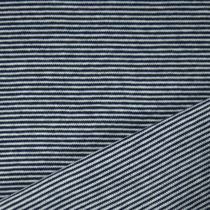 Boordstof micro streep liefde , marineblauw - wit