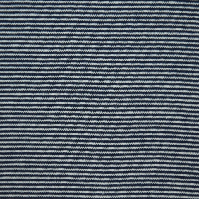 Boordstof micro streep liefde , marineblauw - wit