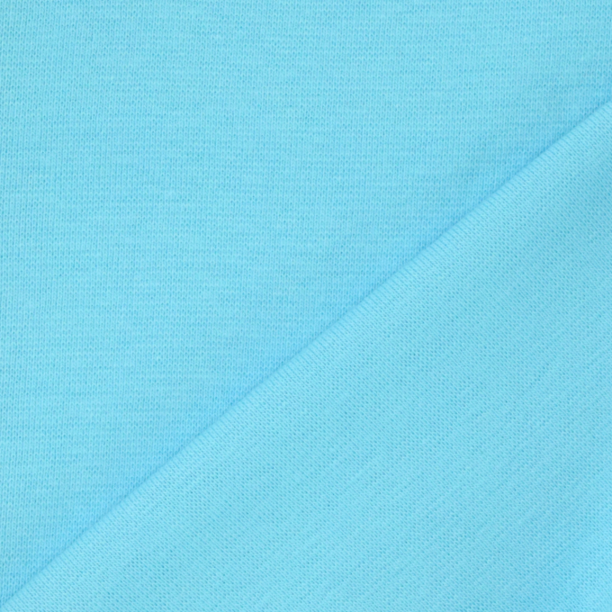 Tissu bord-côte jersey tubulaire lisse, turquoise clair