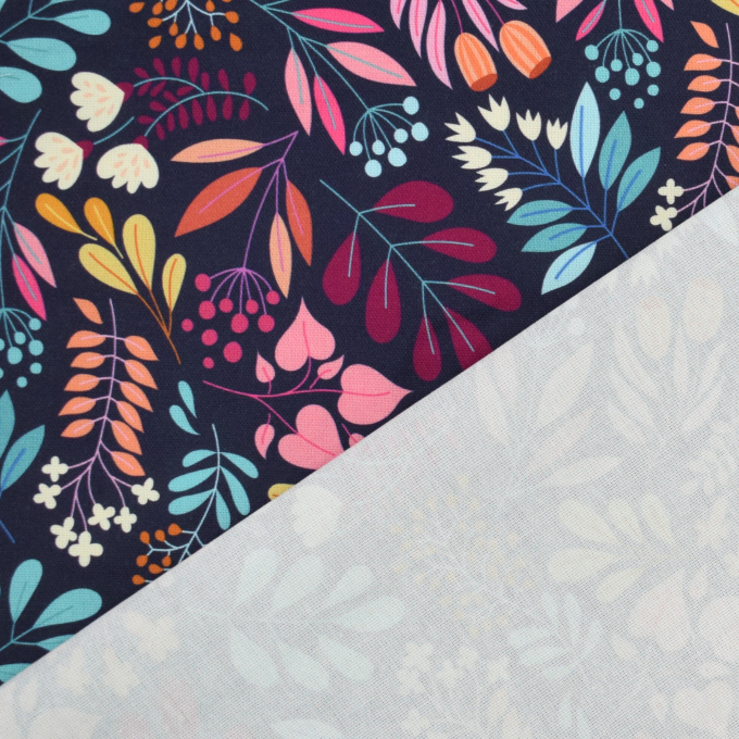 Canvas Albstoffe Hamburger Liebe Glossy Leaves, marineblauw