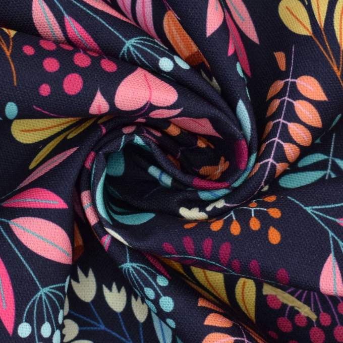 Canvas Albstoffe Hamburger Liebe Glossy Leaves, marineblauw