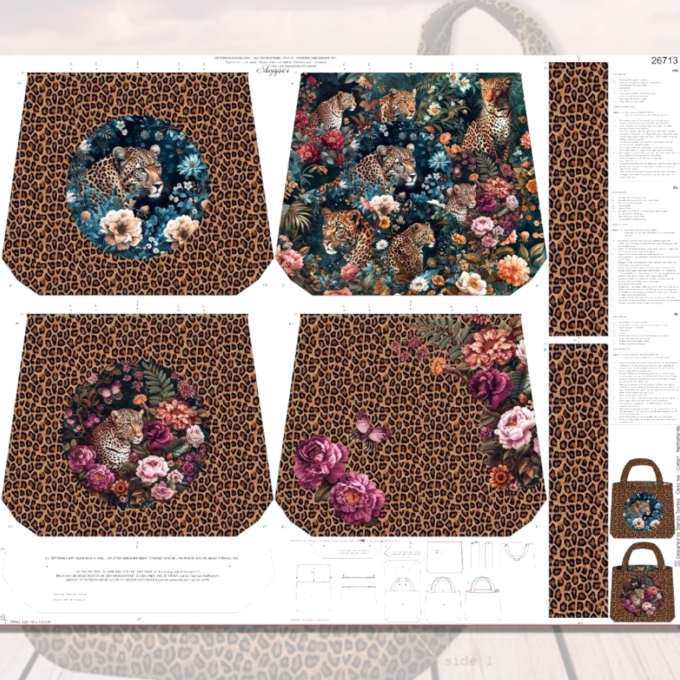 Canvas Taschenpanel Leopard 125 x 150 cm