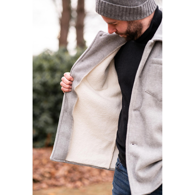 Tissu chenille et fourrure, gris clair