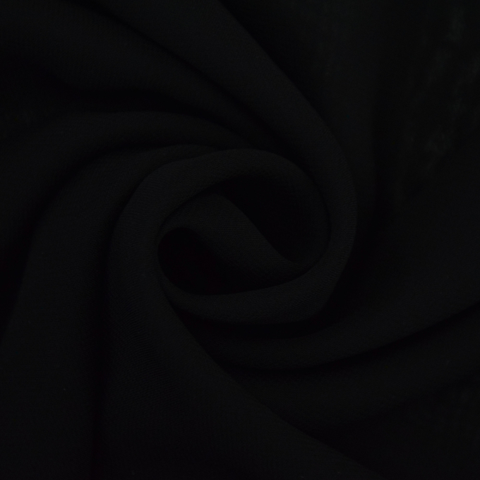 Tissu mousseline chiffon uni, noir