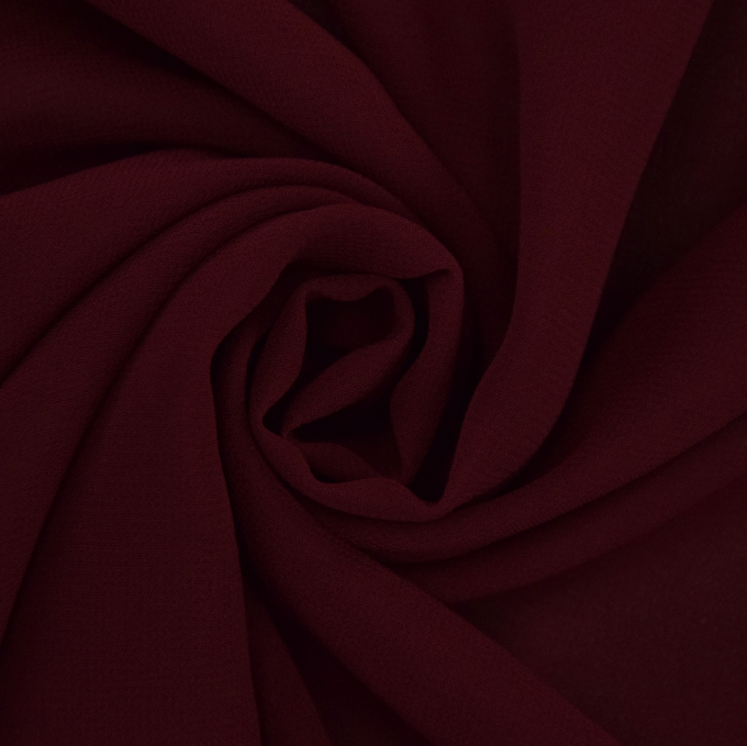 Tissu mousseline chiffon uni, bordeaux