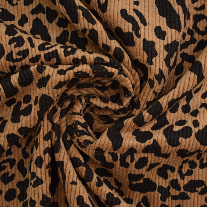 Corduroy stof luipaard, caramel