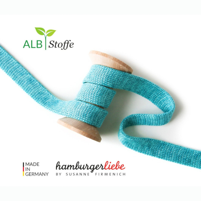 Cord Me Albstoffe Bliss Flachkordeln Mélange  2 cm, petrol - türkis