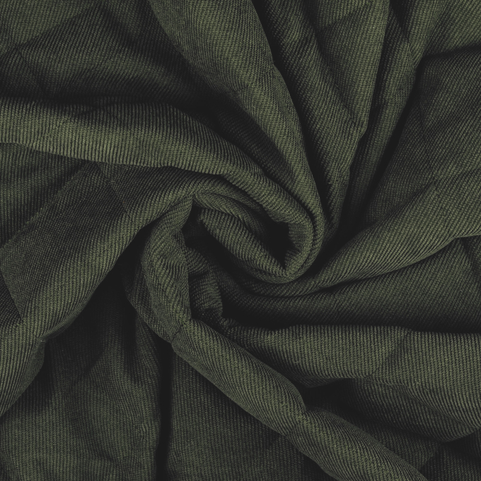 Tissu velours côtelé matelassé, vert foncé