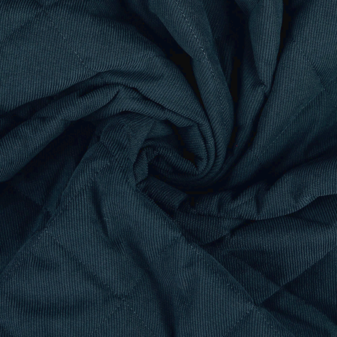 Tissu velours côtelé matelassé, bleu marine
