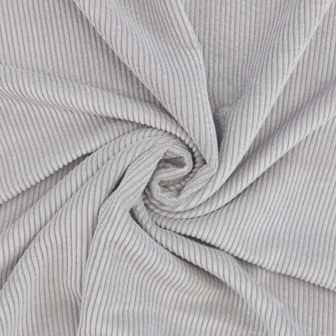 Tissu velours côtelé uni à grosses côtes, gris