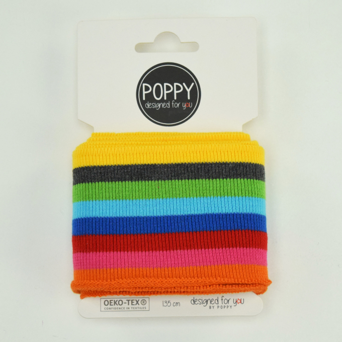 Bande de bord-côte à rayures Cuff Sporty Stripes Poppy, multicolore