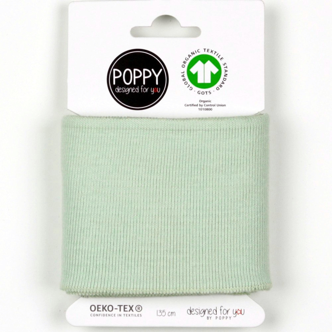 Bande de Bord-côte Cuff Uni Poppy, menthe clair