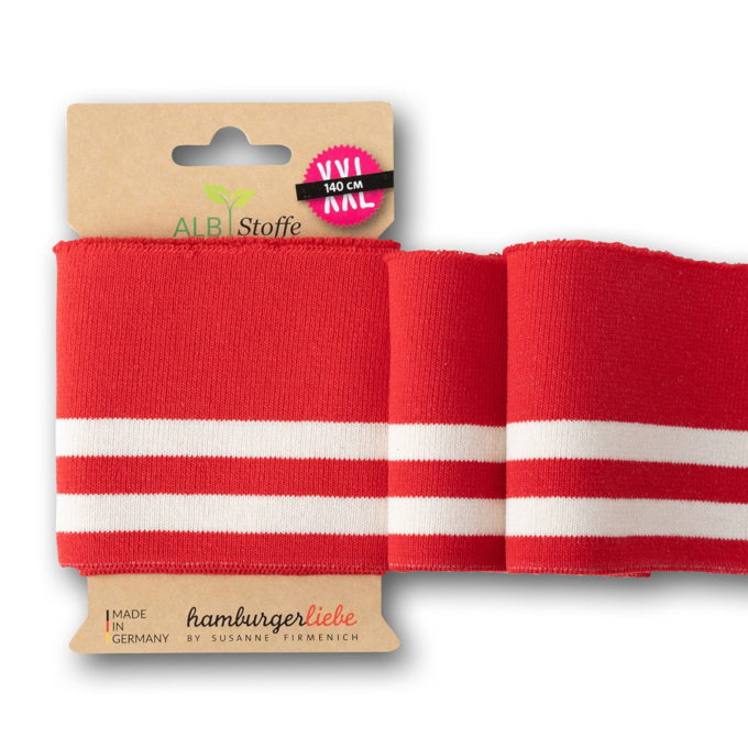 Cuff me College Albstofe Hamburger Liebe Life Loves You biologische boordstof XXL, rood