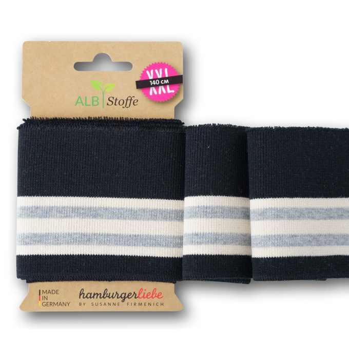 Cuff me College Albstofe Hamburger Liebe Sakura biologische boordstof XXL, zwart- lichtgrijs