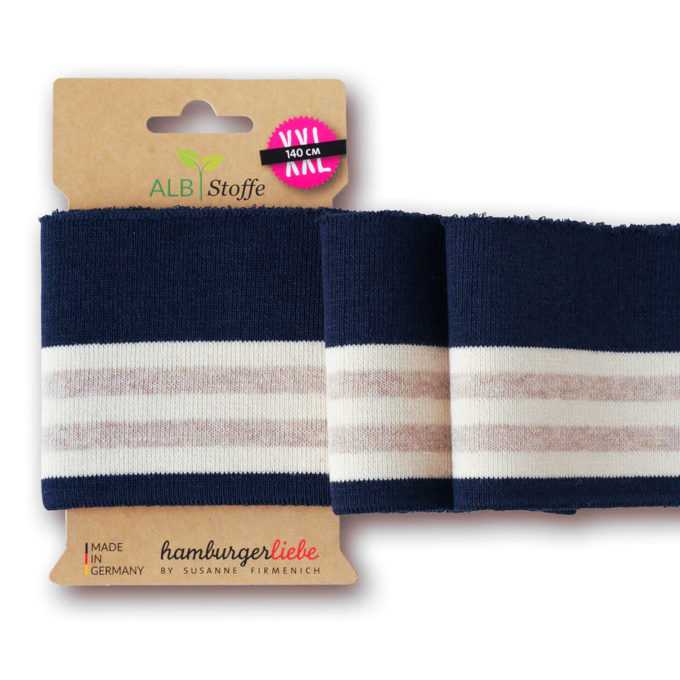 Cuff me College Albstofe Hamburger Liebe Love Letters XXL, marineblauw- crèmekleurig