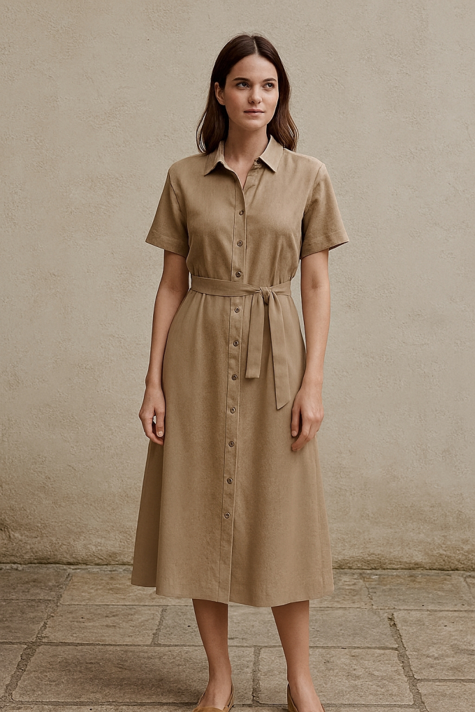 Cupro twill Pia, dark beige