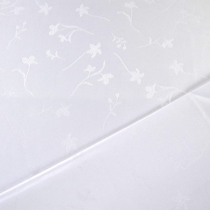 Tissu damassé fleurs, blanc