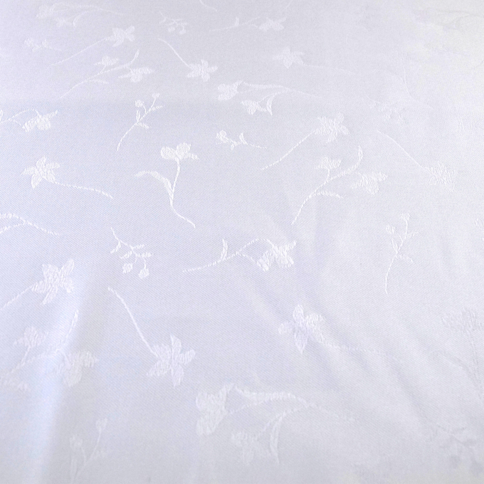 Tissu damassé fleurs, blanc
