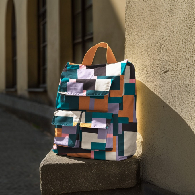 Decoratiestof canvas Cubes, petrol