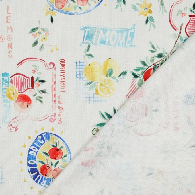 Decoration fabric Canvas Finest Fruits, off white