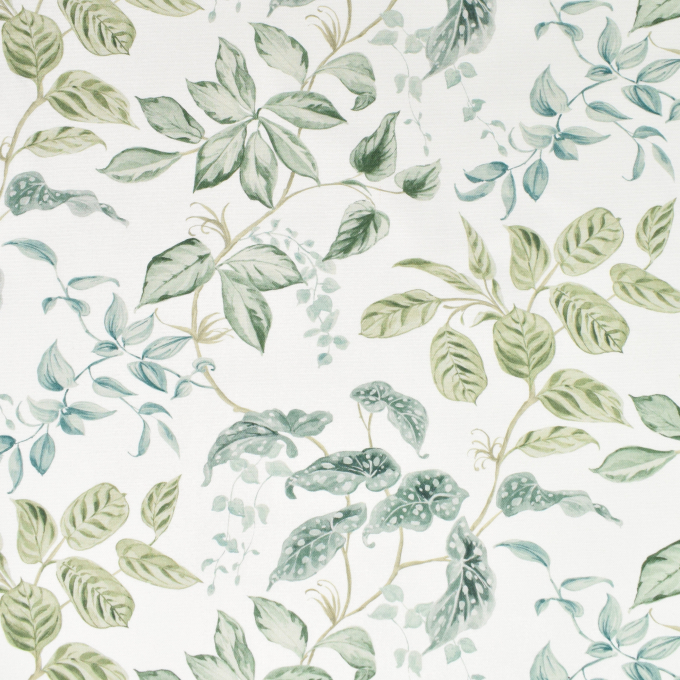 Decoratiestof canvas houseplant leaves, gebroken wit