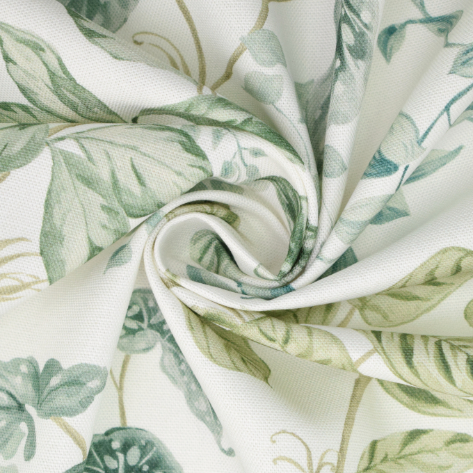 Decoratiestof canvas houseplant leaves, gebroken wit