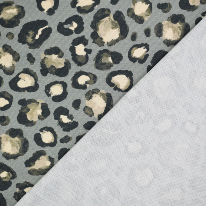 Tissu déco toile canvas Léopard Love, vert gris