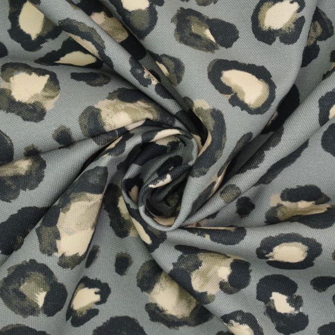 Tissu déco toile canvas Léopard Love, vert gris