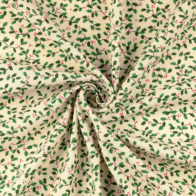 Tissu déco toile canvas Noël Gui , naturel