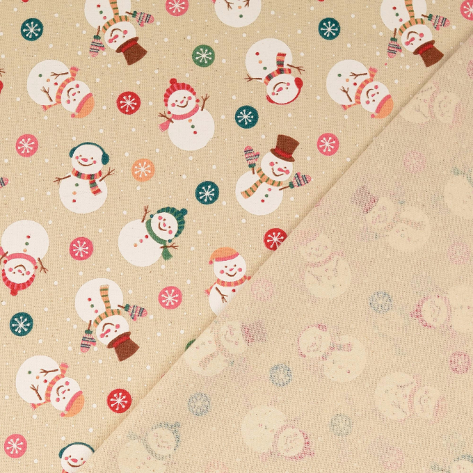Decoratiestof Canvas sneeuwpop, naturel